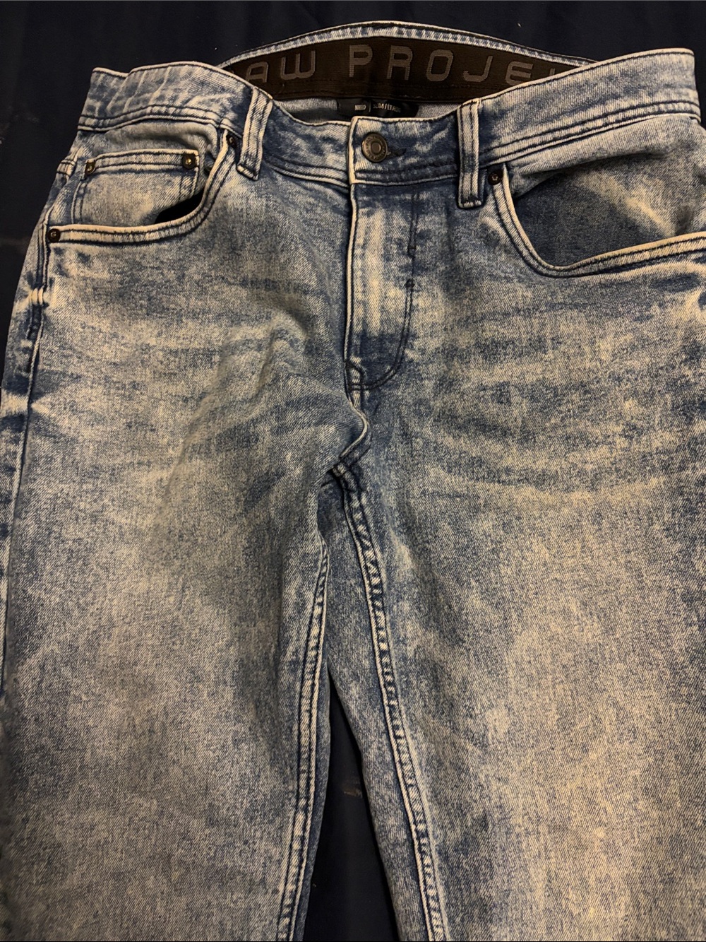 Slim Straight Acid-Wash Men's Jeans - Light Blue